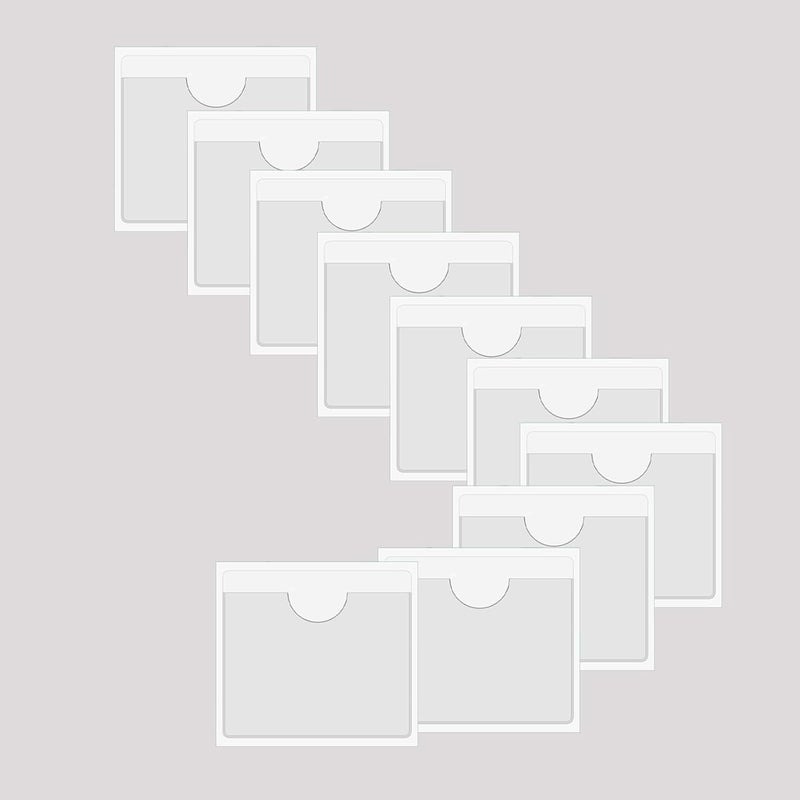Baitoo Adhesive Clear Pockets,Self Adhesive Clear Label Pockets Adhesive Card Folder Plastic Pockets Holders Sleeves for Index Cards Planners Cabinet Shelf Photo Cd,10Pieces(105x100mm) - Image 1